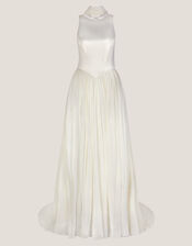 Margo Drop Waist Wedding Dress & Scarf, Ivory (IVORY), large