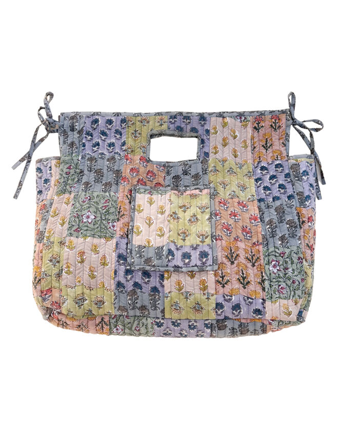Maison M Patchwork Tote Bag, Blue (BLUE), large