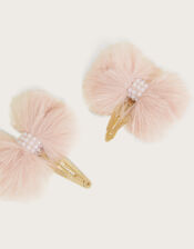Fluffy Bow Hair Clips Set of Two, , large