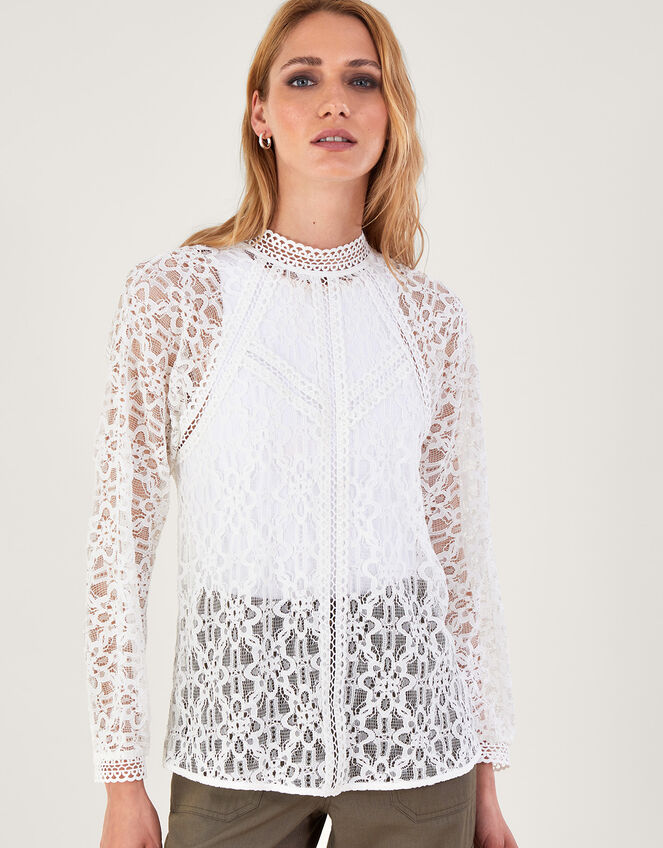 Merritt Lace Blouse Ivory | Tops & T-shirts | Monsoon UK