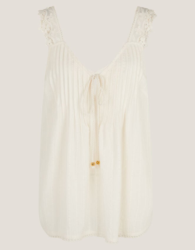 Celia Lace Pintuck Cami Top, Cream (CREAM), large