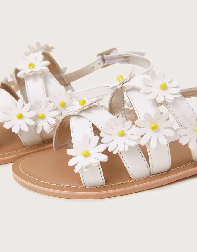 Daisy Strap Sandals, White (WHITE), large