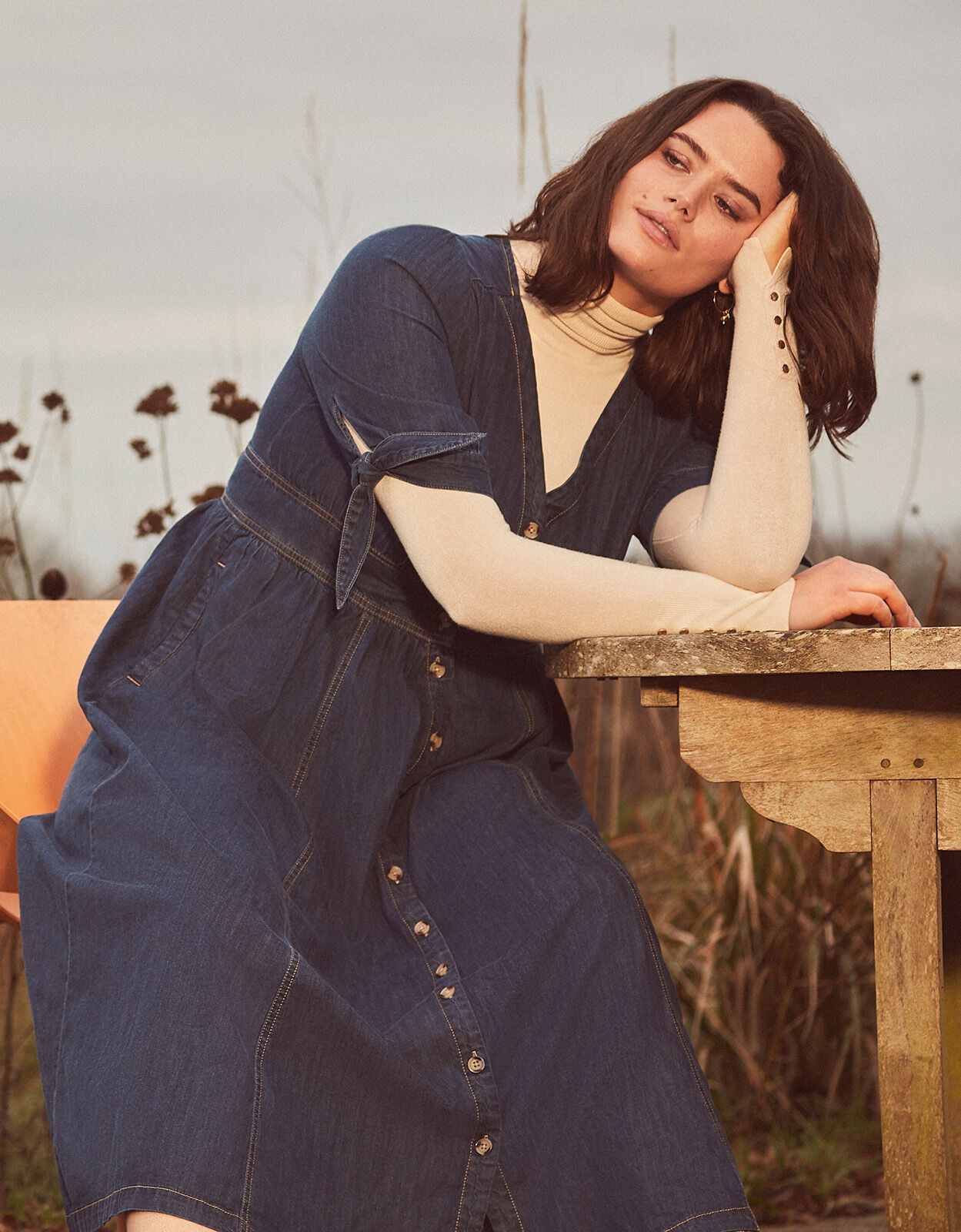 Plain 2025 denim dress