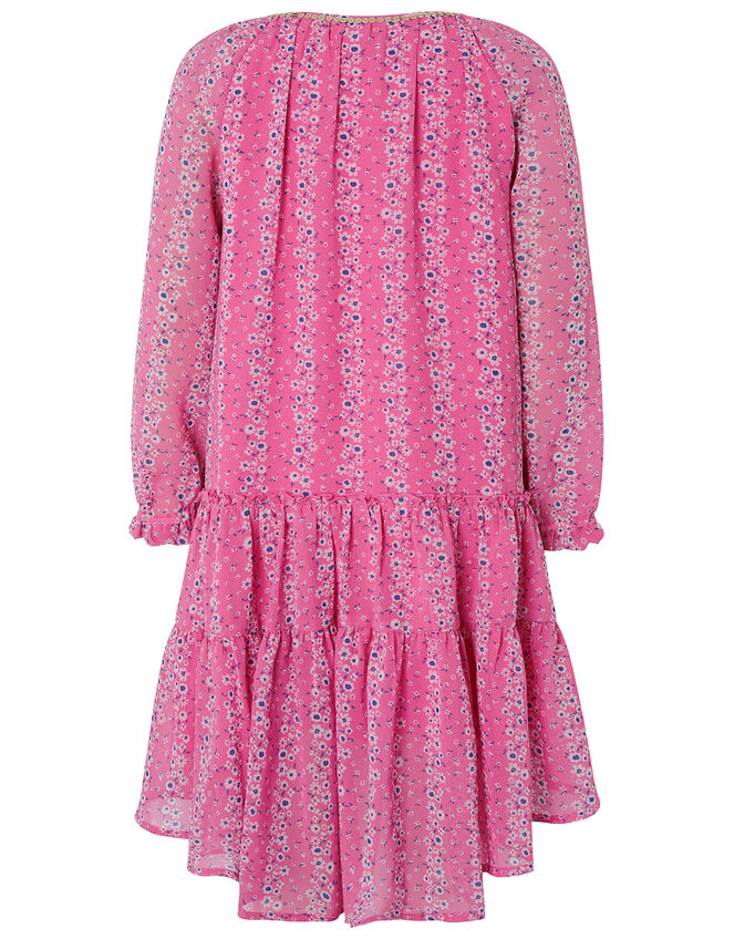Trisha Floral Dress in Recycled Polyester, Pink (PINK), large