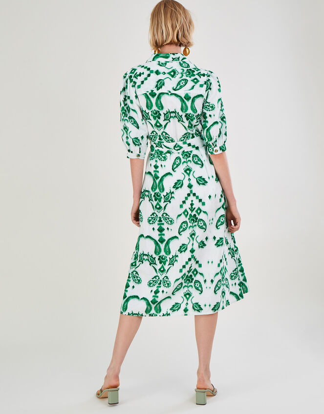 Millie Ikat Shirt Dress, Green (GREEN), large