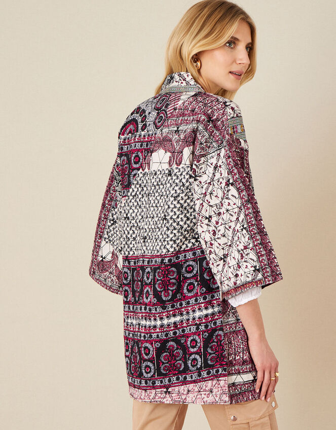Quinn Printed Longline Jacket, Ivory (IVORY), large
