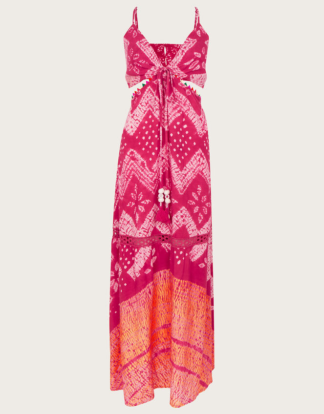 Bandhani Dye Print Maxi Dress in LENZING™ ECOVERO™, Pink (PINK), large