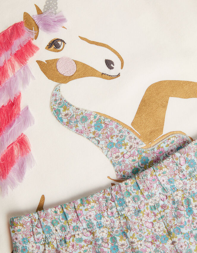 Unicorn Ditsy Print Pyjama Set, Ivory (IVORY), large