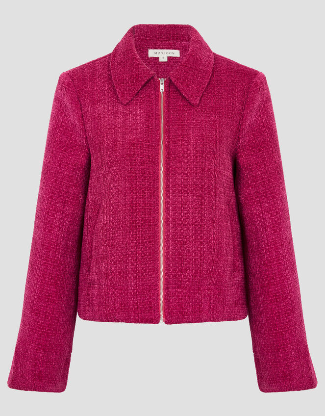 Teagan Tweed Crop Jacket, Pink (PINK), large