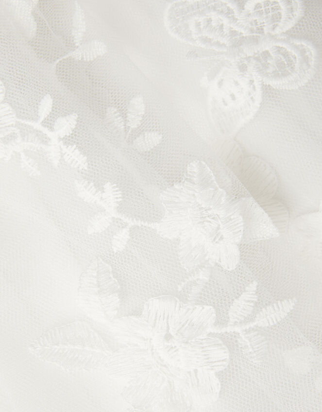 Baby Beatrice Floral Embroidered Tulle Dress, Ivory (IVORY), large