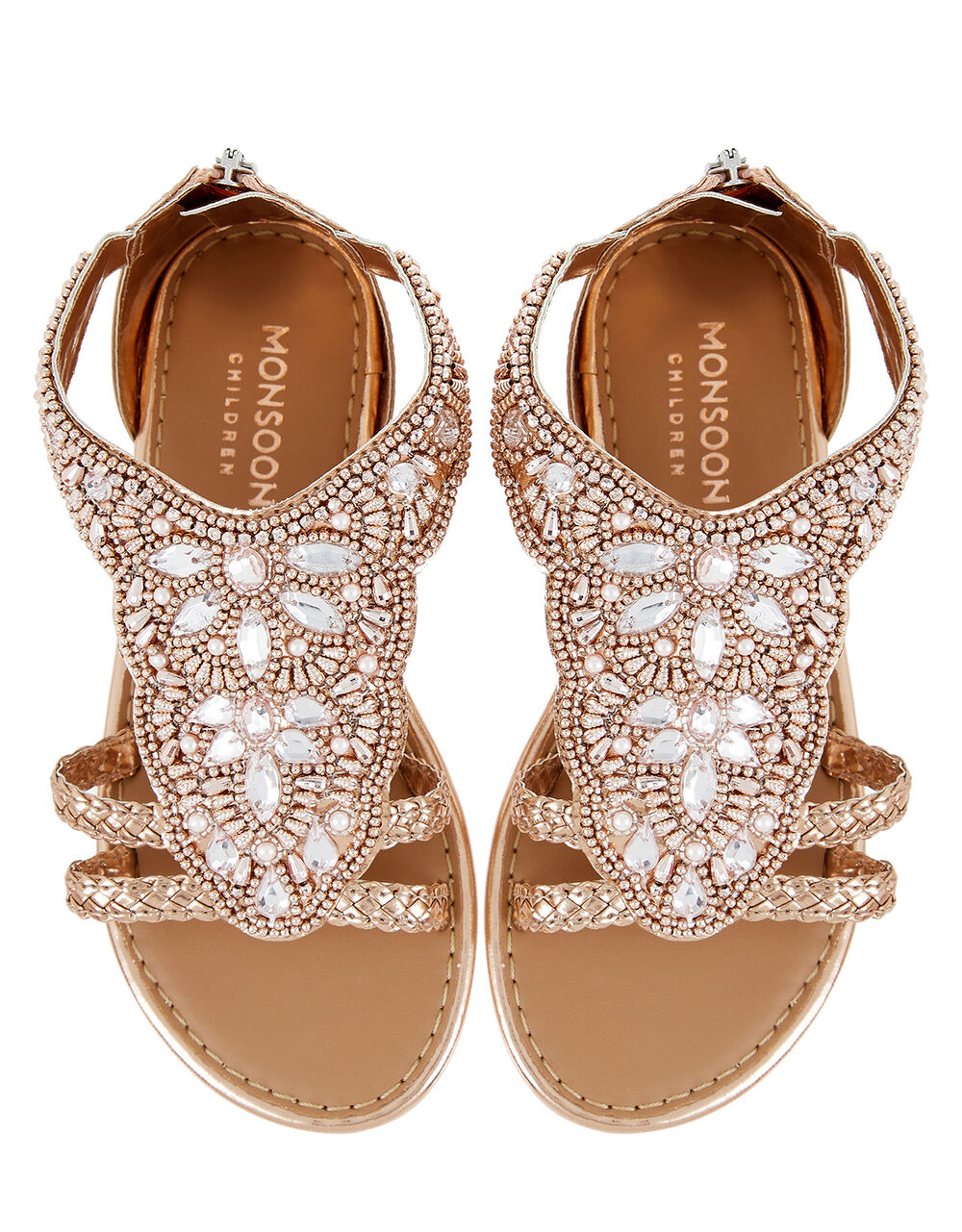 Valencia Bead and Gem Sandals Gold Girls' Sandals Monsoon UK.