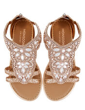 Valencia Bead and Gem Sandals, Gold (ROSE GOLD), large