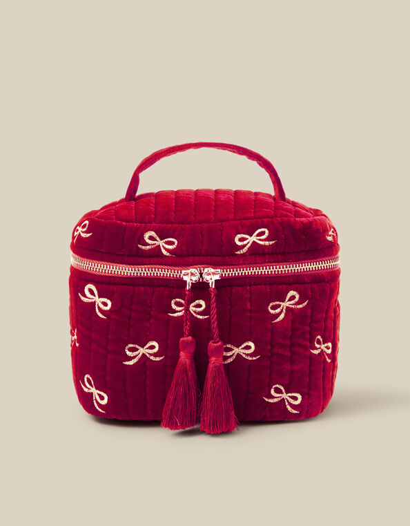 Bow Quilted Velvet Vanity Case, , large