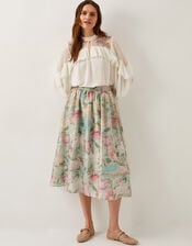 Agnes Floral Print Midi Skirt, Green (SAGE), large