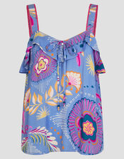 Monika Frill Floral Print Cami Top, Blue (BLUE), large