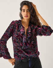 Milena Devoré Ruffle Blouse, Purple (PURPLE), large