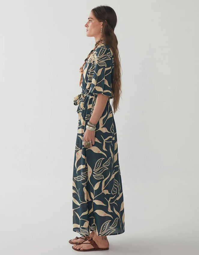 Maison Hotel Print Tie Maxi Dress, Blue (NAVY), large