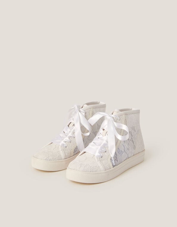 Lace High-Top Trainers, Ivory (IVORY), large