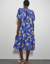 Crās Illustrated Floral Tiered Dress, Blue (BLUE), large