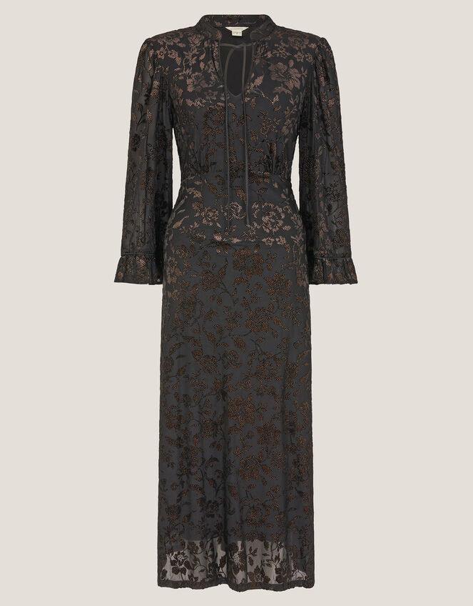 Deyla Sparkle Devoré Jersey Midi Dress, Black (BLACK), large