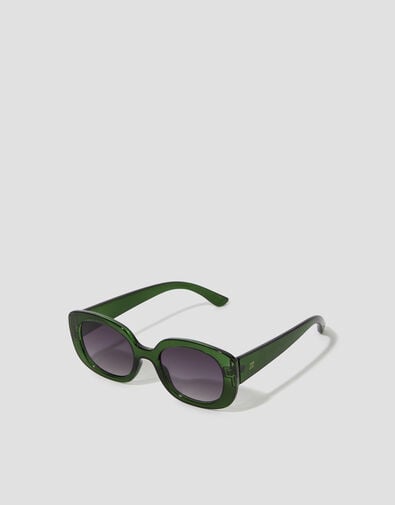 Chunky Oval Sunglasses, Green (GREEN), large