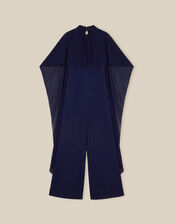Valerie Cape Wide Leg Jumpsuit, Blue (NAVY), large