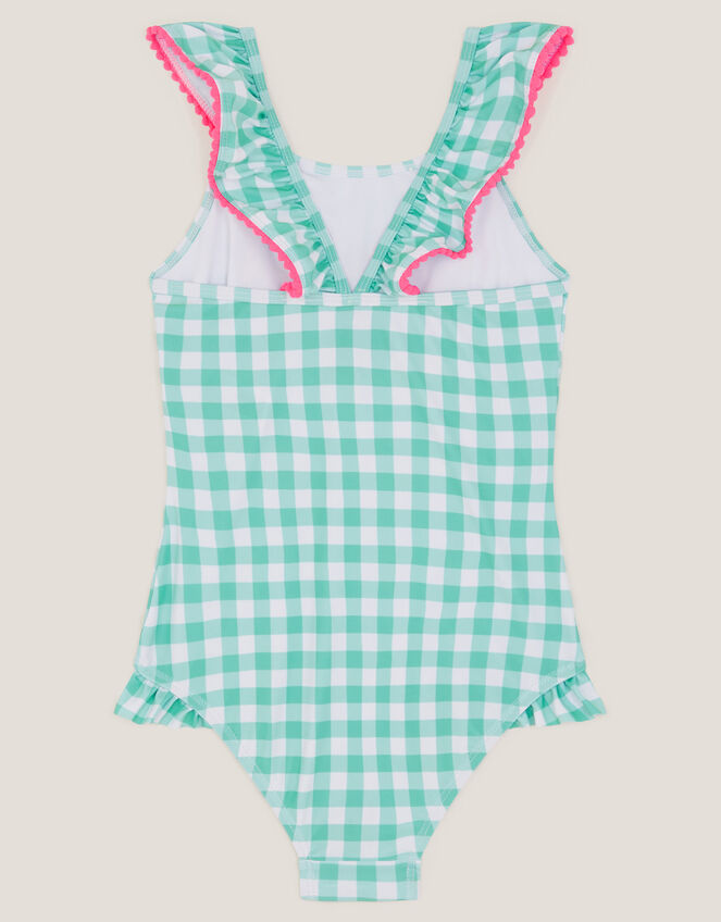 Sequin Cherry Gingham Swimsuit, Green (GREEN), large