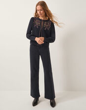 Hal Floral Hotfix Cardigan, Black (BLACK), large