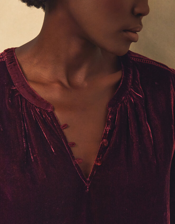 East Karin Velvet Top, Red (WINE), large