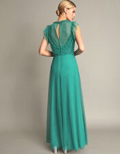 Irina Hand-Embellished Maxi Dress, Green (GREEN), large