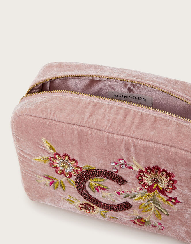 Initial Embellished Make Up Bag, Pink (PINK), large