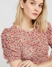 Fia Floral Mesh Top, Pink (PINK), large