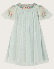 Baby Evi Embellished Tulle Swing Dress, Green (GREEN), large