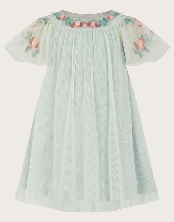 Baby Evi Embellished Tulle Swing Dress, Green (GREEN), large