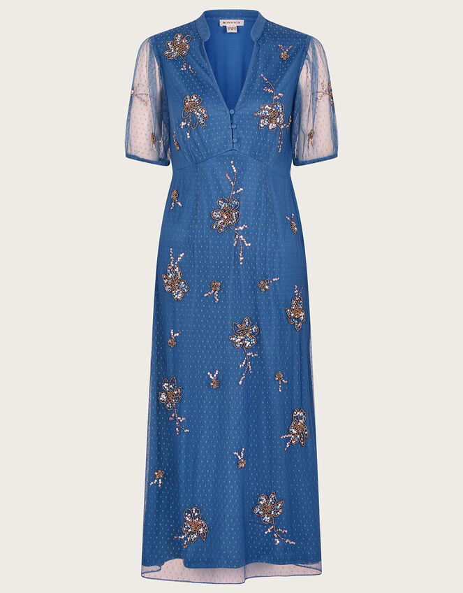 Pamela Embellished Tea Dress, Blue (BLUE), large