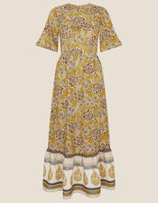 Suranne Heritage Print Bib Dress, Yellow (OCHRE), large