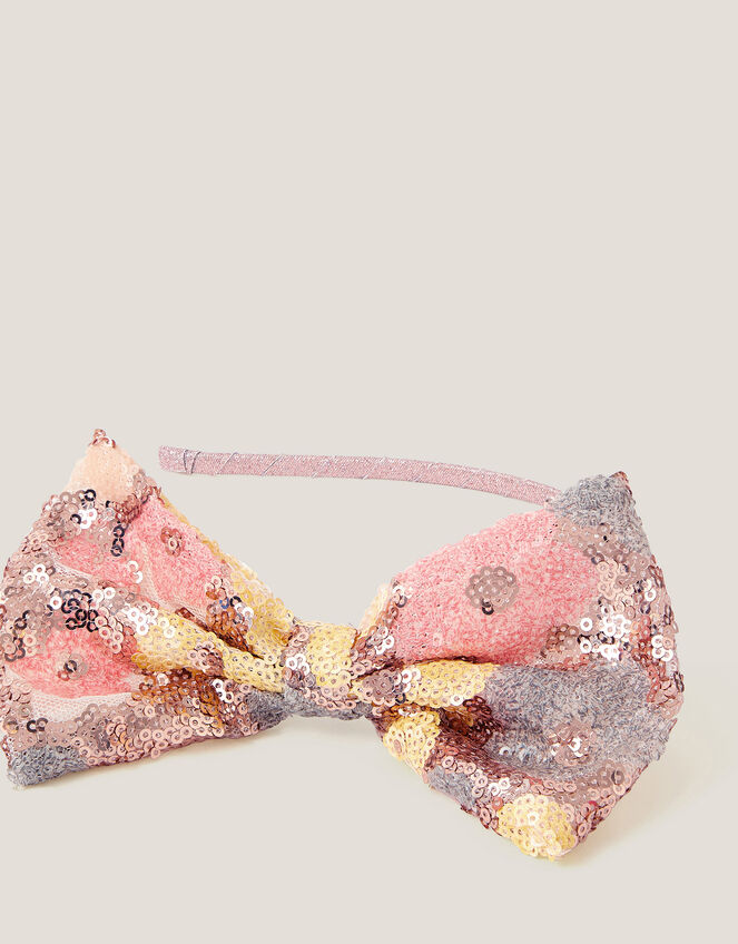 Daisy Sequin Bow Headband, , large
