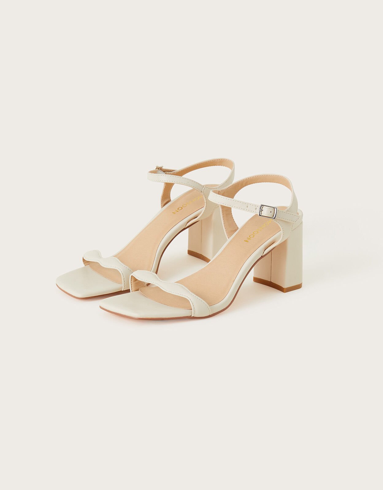 Scallop Block Heeled Sandals Nude Occasion Shoes Monsoon UK