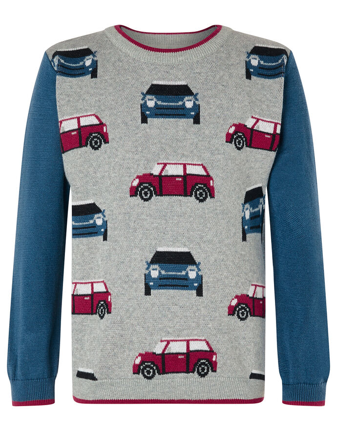 Car Knit Jumper Grey Boys' Jumpers & Cardigans Monsoon UK.