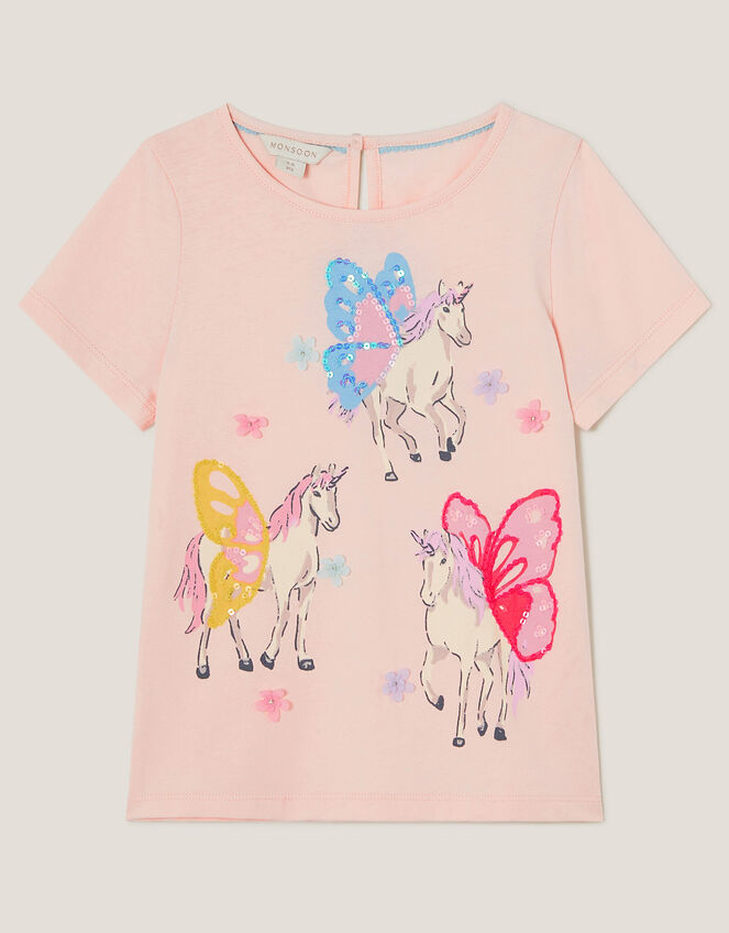 Sequin Flying Unicorn T-Shirt, Pink (PINK), large