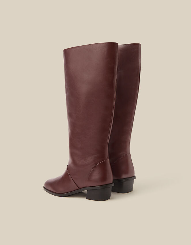 Indi Leather Knee High Boots, Red (BURGUNDY), large