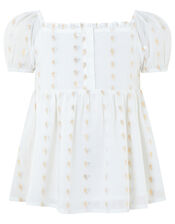 Millie Woven Heart Top, Ivory (IVORY), large