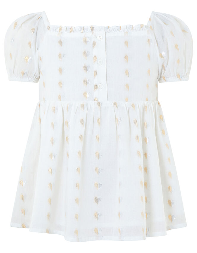 Millie Woven Heart Top, Ivory (IVORY), large