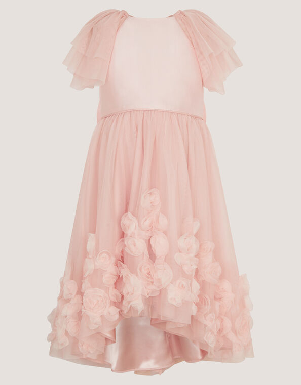 Eden Appliqu&eacute; Rose Tulle Dress, Pink (DUSKY PINK), large