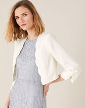 Samantha Scallop Trim Jacket, Ivory (IVORY), large