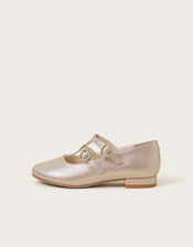 Diamante Double-Strap Pumps, Gold (GOLD), large