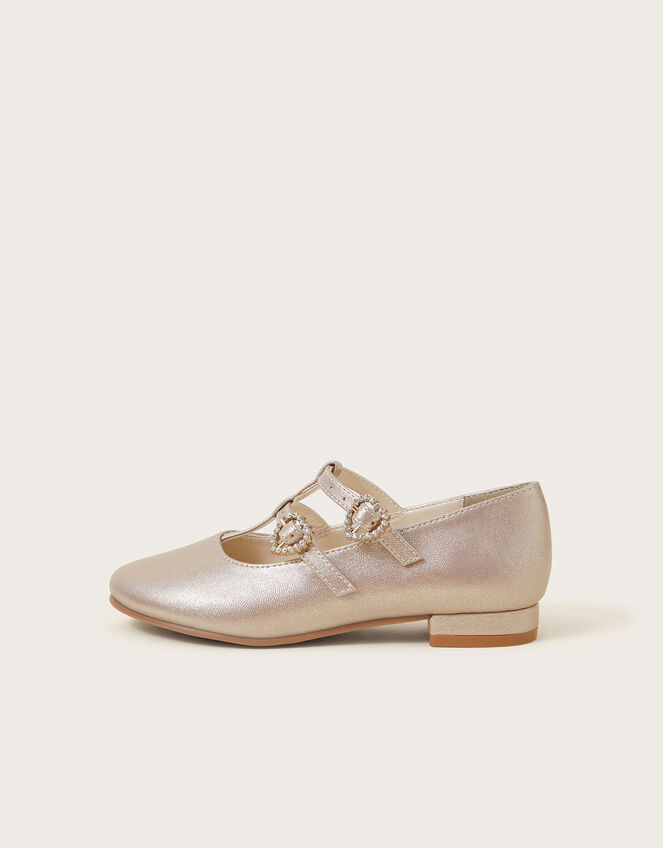 Diamante Double-Strap Pumps, Gold (GOLD), large