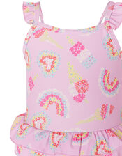 Baby Rainbow Frill Swimsuit , Pink (PALE PINK), large