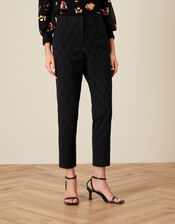 Josie Jacquard Trousers, Black (BLACK), large