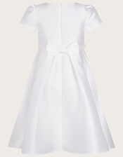 Henriette Pearl Belt Duchess Dress, Ivory (IVORY), large